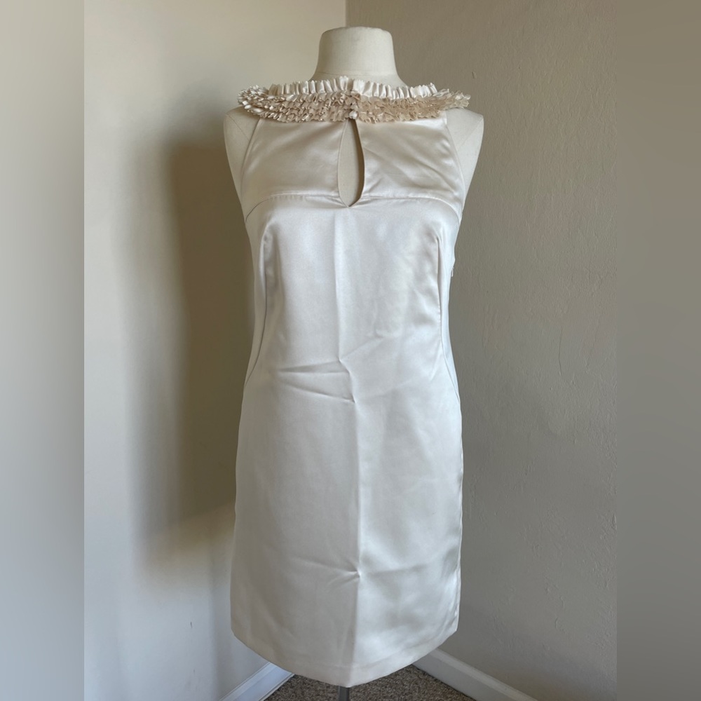 Ted Baker London | Zenos Ruffle Pencil Dress in Ecru, Size 6 (Ted Size 2)